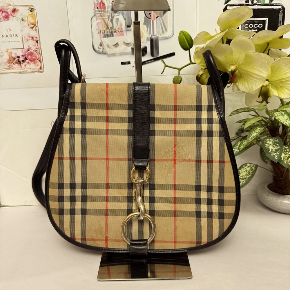 Vintage Burberry Classic Nova Check Canvas Crossbody Bag